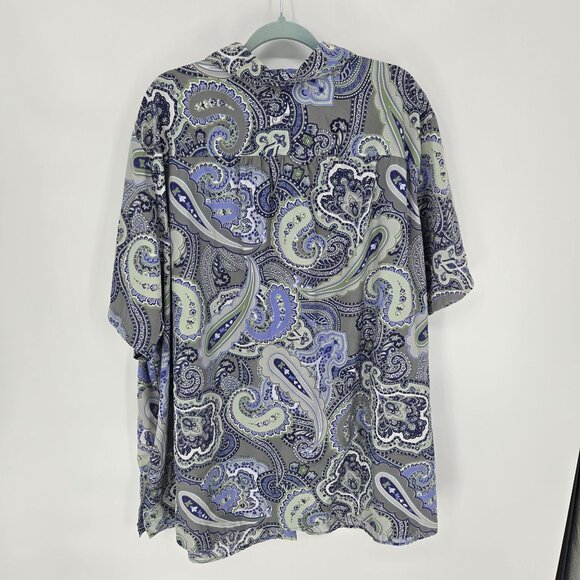 Only necessities womens size 4X purple blue paisley button up short sleeve shirt - Picture 7 of 8